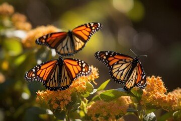 Monarch Butterfly - A monarch butterflies on flower in Summer. monarch butterfly collecting nectar from flower. High quality photo