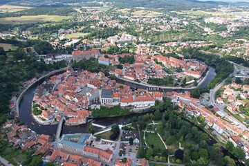Cesky Krumlov aerial panorama landscape view, beuatiful cityscape of UNESCO,Central europe,Czech republic-unesco world heritage sites