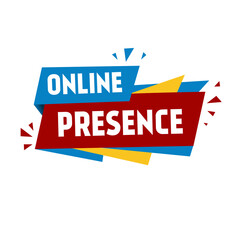Online presence text quote banner. Business concept. label design.