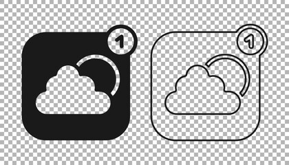 Black Weather forecast app icon isolated on transparent background. Vector