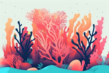 Obraz na płótnie Canvas The illustration of the coral reef, ai contents Elizabeth