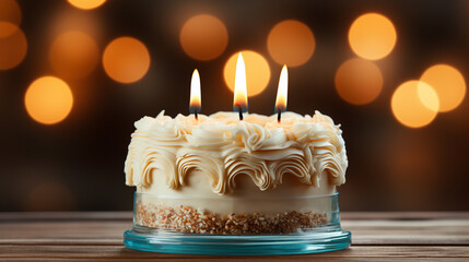 birthday cake with candles HD 8K wallpaper Stock Photographic Image