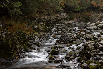 山口県長門峡の美しい渓流