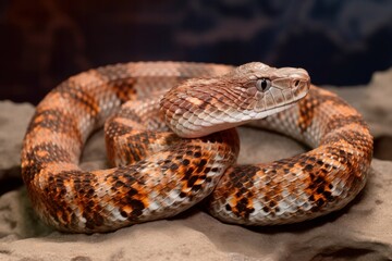Fototapeta premium Brown common viper snake isolated on white background, skin texture close-up. Wildlife, reptile, biology, zoology, herpetology, environmental conservation, science, education, graphic resources