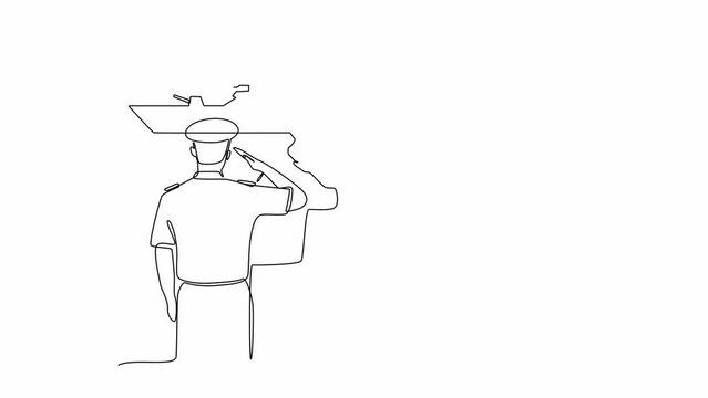 Self drawing animation of one single line draw Army, Air Force and Navy. Military concept. Full length animation illustration. High quality 4k footage.
