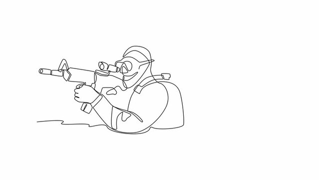 Self drawing animation of one single line draw Army, Air Force and Navy. Military concept. Full length animation illustration. High quality 4k footage.
