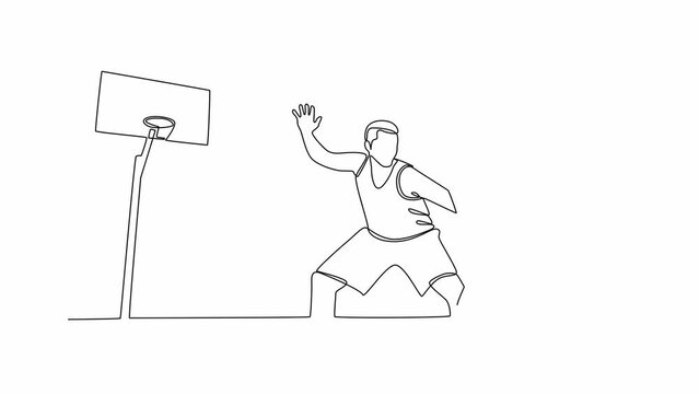 Continuous one line drawing Youth Sports concept. Full length animation illustration. High quality 4k footage.
