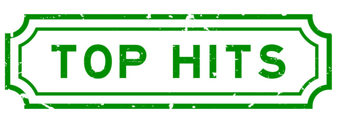 Grunge green top hits word rubber seal stamp on white background © bankrx