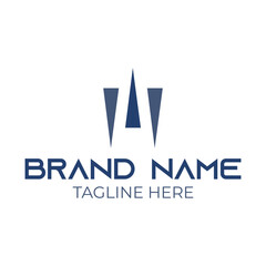 Vector flat M with negative space logo design, modern sports logo template