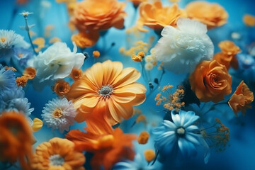 Obraz na płótnie Canvas Bouquet blue nature petal plant beauty blossom vase summer flowers ranunculus floral day
