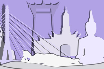 Paper cut art landmark in Bangkok from Thailand