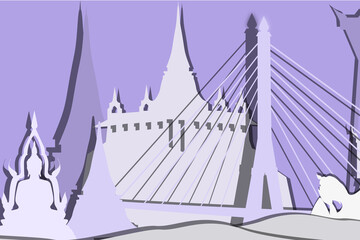 Paper cut art landmark in Bangkok from Thailand