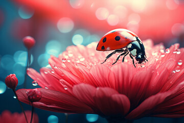 Insect daisy ladybug red ladybird bug macro wildlife close flower nature small beauty