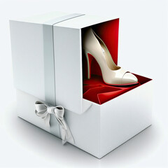 ai generated illustration high heel shoe with box