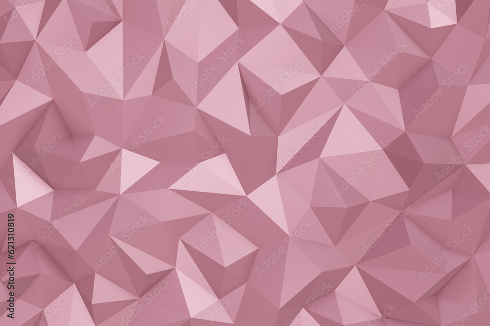 Poster 3d abstract minimalist pink low polygon triangle for background. illustration 3d simple geometric mi
