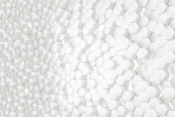 Abstract 3d white hexagon background. illustration 3d render geometric pattern minimalist technology background concept.