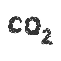 CO2 Emission Icon Silhouette Illustration. Contamination Vector Graphic Pictogram Symbol Clip Art. Doodle Sketch Black Sign.