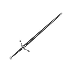 Claymore Sword Icon Silhouette Illustration. Knight Medieval Vector Graphic Pictogram Symbol Clip Art. Doodle Sketch Black Sign.