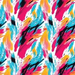 Seamless pattern of vibrant, abstract brush strokes, abstract colorful background