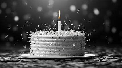 birthday cake with burning candles HD 8K wallpaper Stock Photographic Image