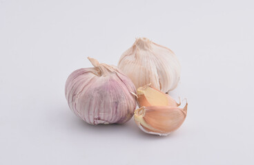 Garlic on white background
