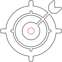 target with red bullseye line art vector icon