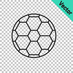 Fototapeta premium Black line Soccer football ball icon isolated on transparent background. Sport equipment. Vector
