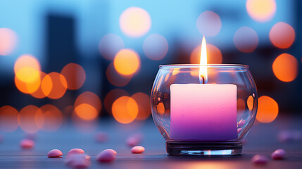 candles in the night HD 8K wallpaper Stock Photographic Image