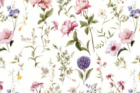 Spring vintage design pattern decoration floral herb flower print fabric blossom summer art