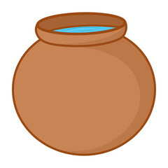 Water clay pot of soil (Matka, Ghada ) Vector illustration