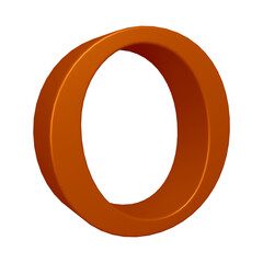 3D brown alphabet letter o for education and text concept