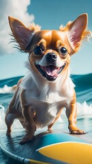 Cute Chihuahua on the surfboard