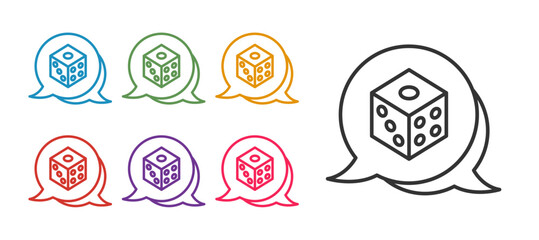 Set line Game dice icon isolated on white background. Casino gambling. Set icons colorful. Vector