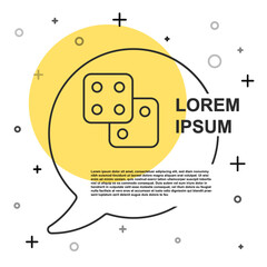 Black line Game dice icon isolated on white background. Casino gambling. Random dynamic shapes. Vector