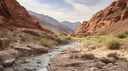 Obraz premium Canyon in the mountains - Red rock canyon in nevada, Generative AI