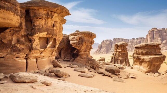 Rock formations, Hisma Desert, NEOM, Generative AI