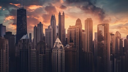 Skyline Photography of Buildings, Generative AI