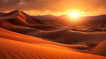 Sunset over the sand dunes in the desert, Generative AI