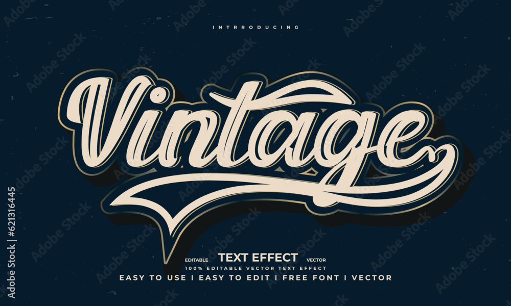 Fototapete vintage retro editable text effect alphabet font typography typeface