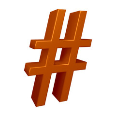 Obraz premium 3D brown hashtag symbol or icon design
