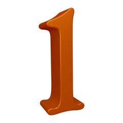 3d brown number 1 design for math, business and education concept 