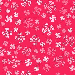 White line Candy icon isolated seamless pattern on red background. Merry Christmas and Happy New Year. Vector