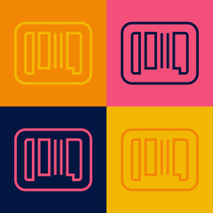 Pop art line Barcode icon isolated on color background. Vector