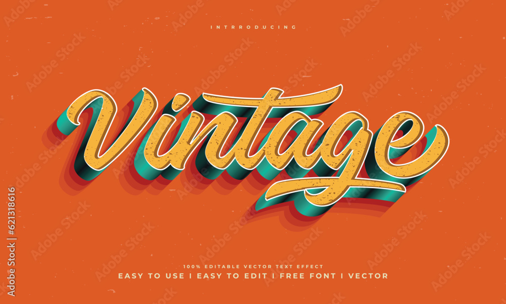 Fototapete vintage retro editable text effect alphabet font typography typeface