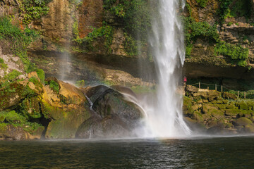 Misol Ha waterfall at sunset, Chiapas, Mexico.