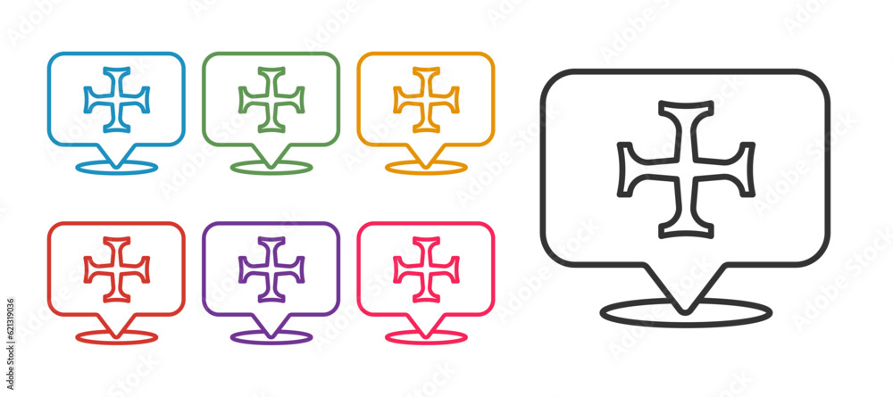 Poster set line crusade icon isolated on white background. set icons colorful. vector