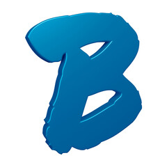 3D blue alphabet letter b for education and text concept