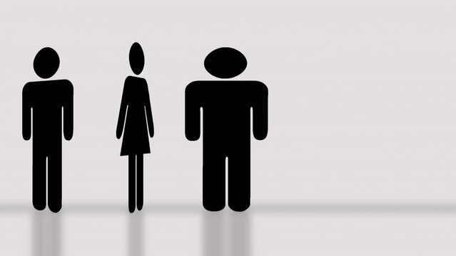 World Population Day: Animated with human figure and text with reflection - 4k - ready to use