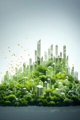 Visual and infographic of a green city landscape, mother nature, sustainability concept.