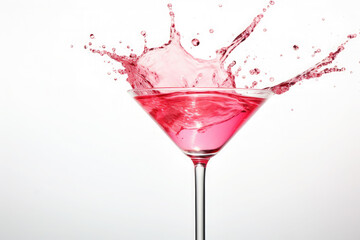 Classic cosmopolitan cocktail splash isolated on white background - obrazy, fototapety, plakaty